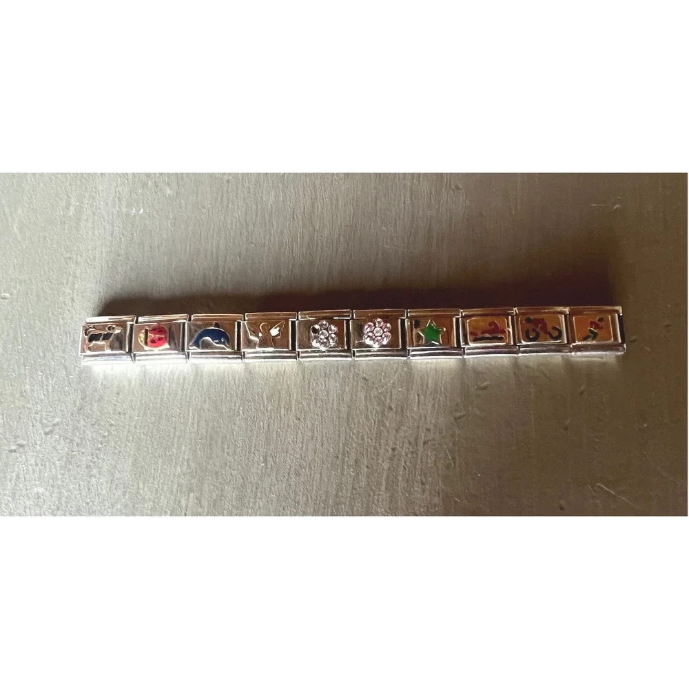 Boxing IF Composition Italian Charm Bracelet 3.5in Stainless Steel 10 Link